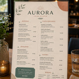 Servicio de encapsulado tamaño doble carta, menú de restaurante como ejemplo